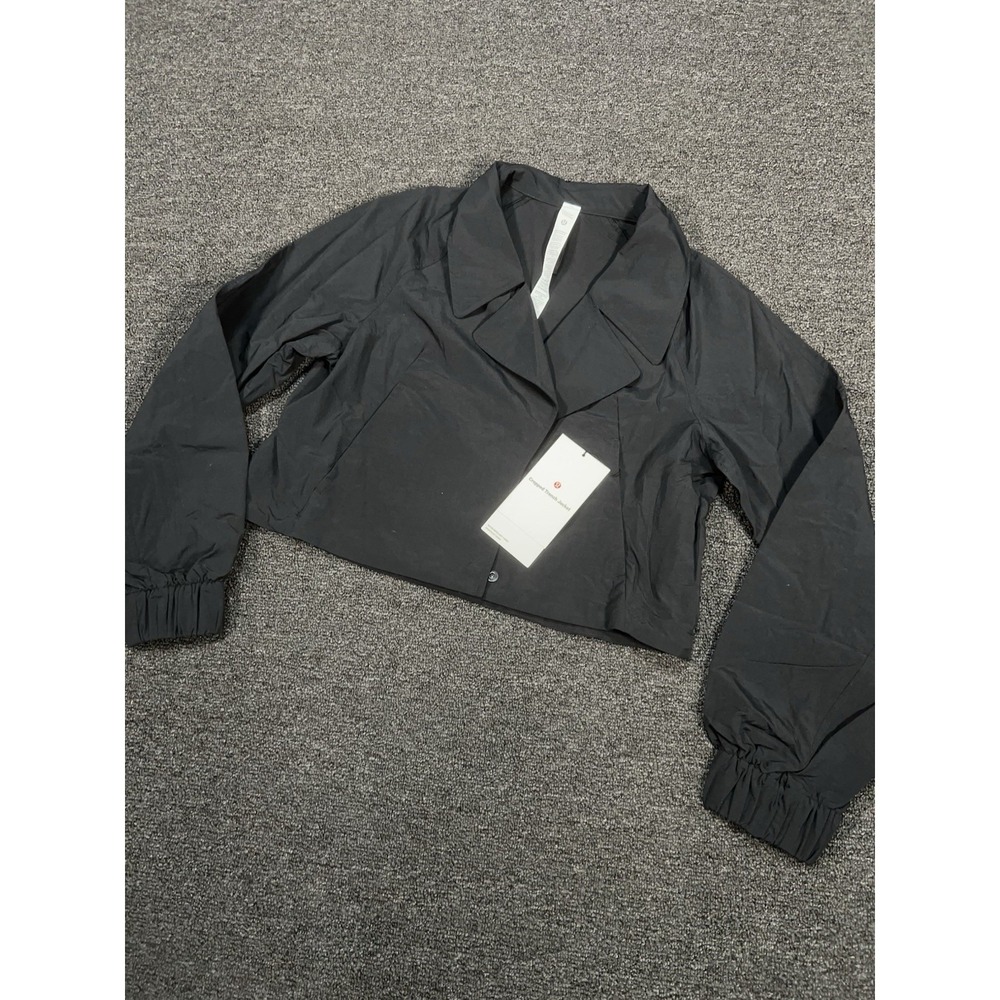 New Lululemon Cropped Trench Jacket Black Women's XXS Relaxed Water Repellent